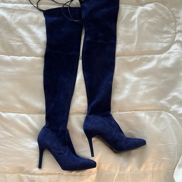 Stuart Weitzman Shoes - Blue Suede Stuart Weitzman Thigh High Boots
